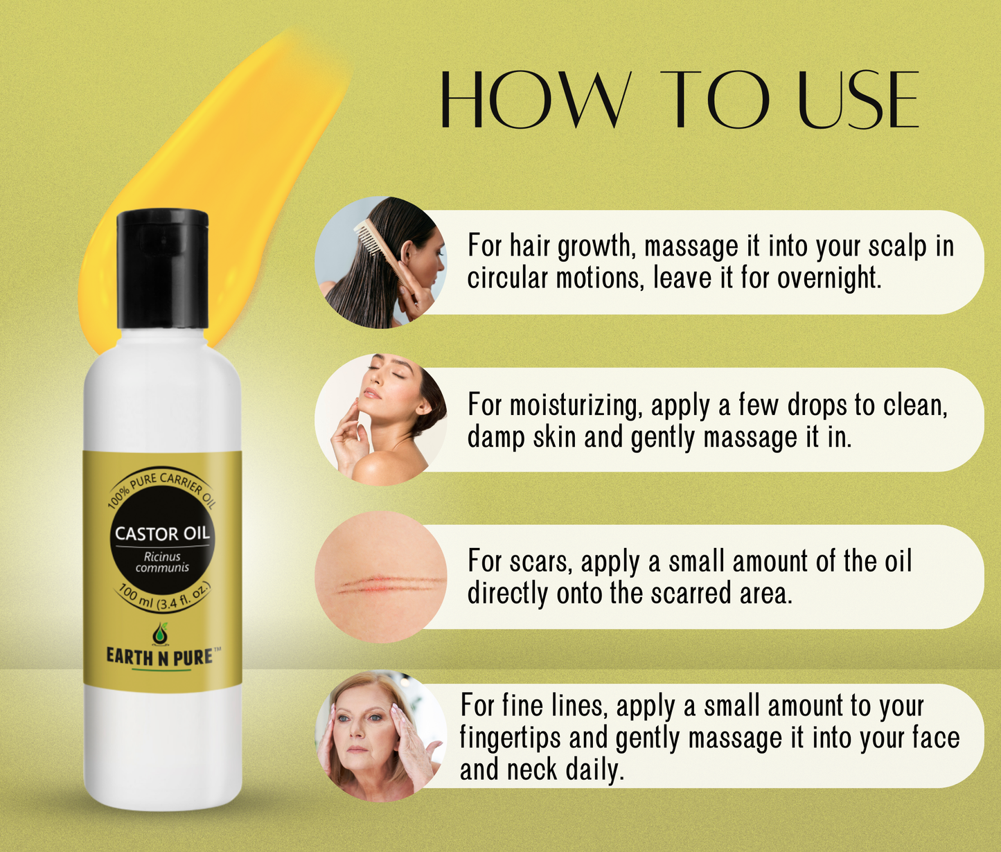 Earth n Pure Castor Oil Combo for Hair Growth & Scalp Care