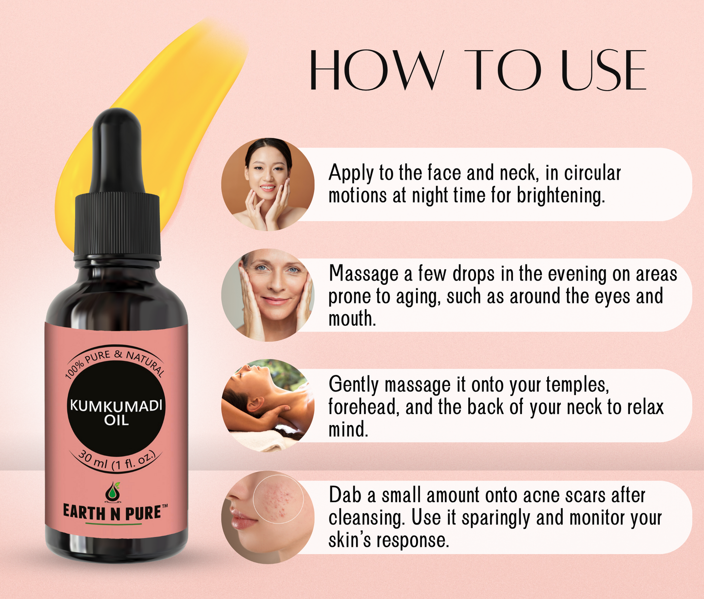 Earth N Pure Kumkumadi Oil 15ml Combo –Face Glow & Brightening Oil