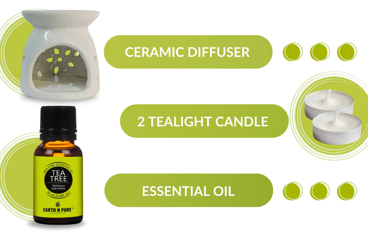 Earth N Pure Tea Tree Essential Oil Blend with Diffuser Set | 10 ml | Aromatherapy & Skincare