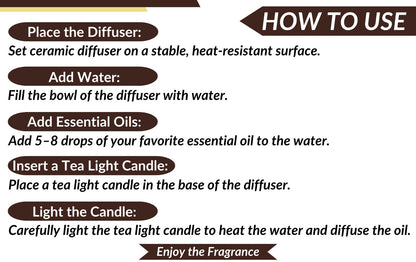 Earth N Pure Vanilla Oil Diffuser Set (with 2 Tea Light Candles) | Aromatherapy & Home Fragrance