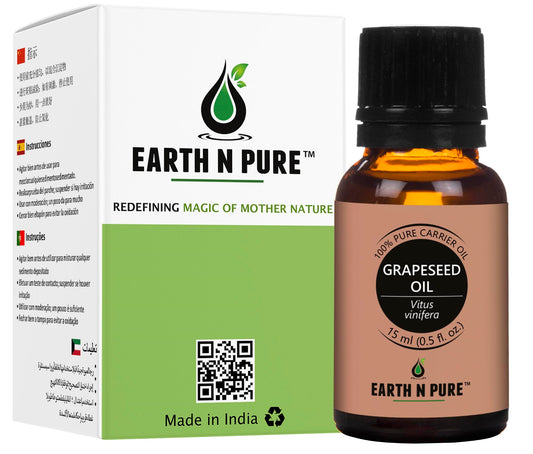 Earth N Pure Grapeseed Oil – Natural Skin & Hair Moisturizer, Lightweight & Nutrient-Rich